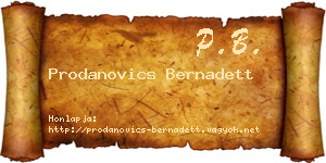 Prodanovics Bernadett névjegykártya